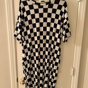 Black and White Checkered Midi Dress